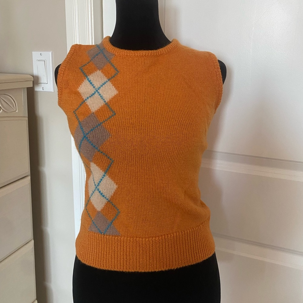 Argyle Pattern Orange Sweater Vest